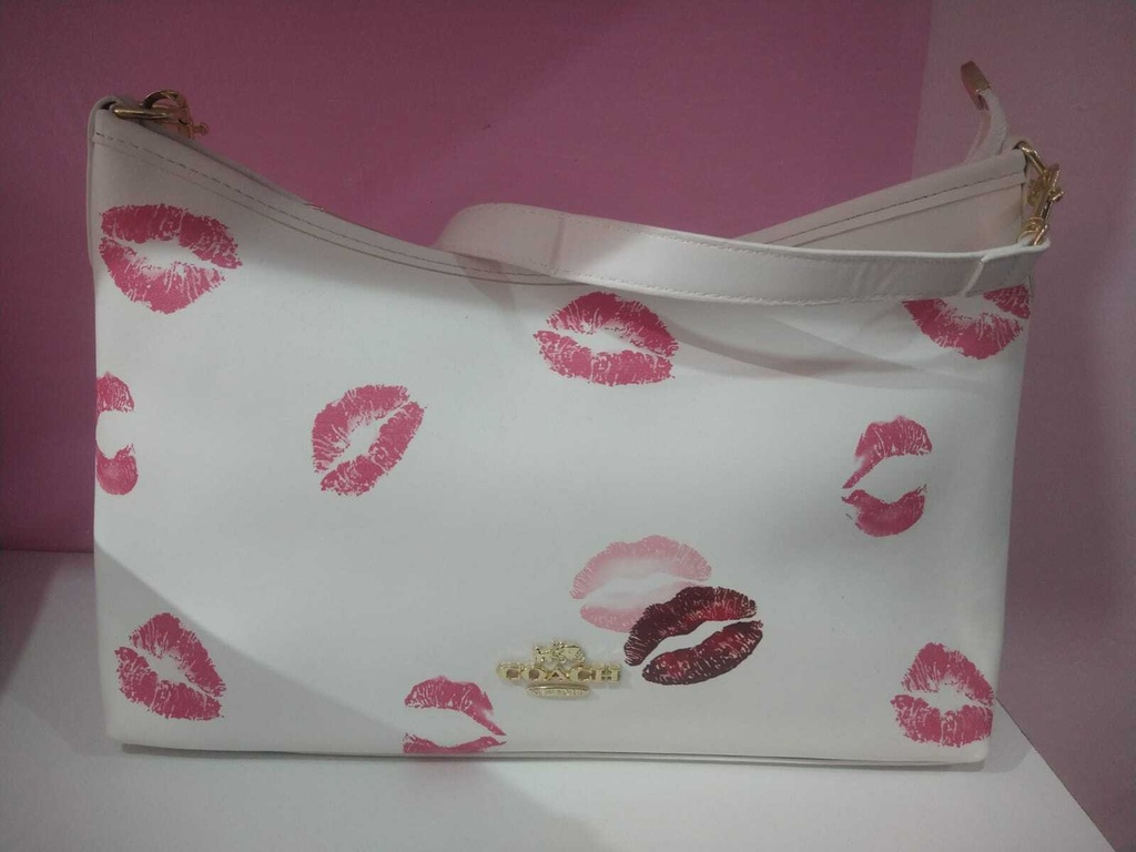 Bolsa Coach Crossbody Besos Cuero Blanco Mini Tabby Kiss Blanco Besos Plata 