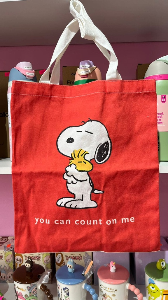 Bolsa Snoopy colores, manta, Tote, Roja