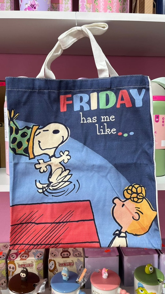 Bolsa Snoopy colores, manta, Tote, azul Friday.