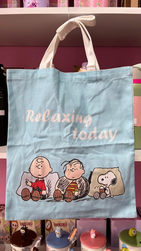 Bolsa Snoopy colores, manta, Tote, reflexing today, azul.