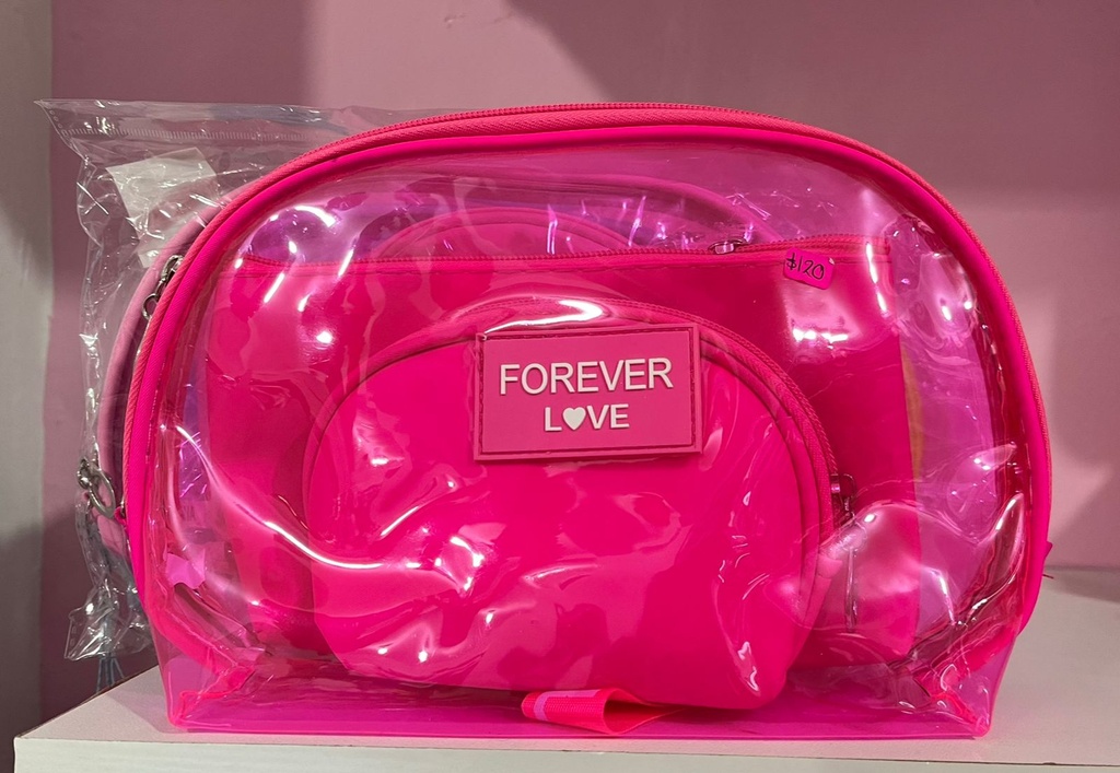 Cosmetiquera / neceser Love 3 pzas 