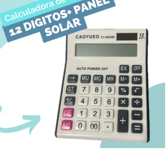 Calculadora 12 Digitos Grandes Escritorio Comercial Solar Negro 