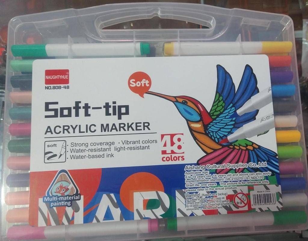 Marcador Acrílico 48 pza, marca  NAUGTYHUE