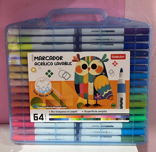 Marcador Acrílico Lavable adekolar  64 piezas