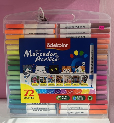 Marcador Acrílico adekolor 72 piezas