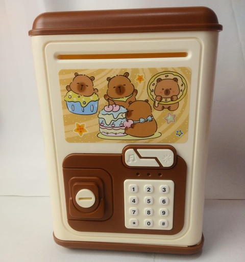 Alcancía Mini Bank Caja Fuerte Niños Sonido Luces Llave Capibara