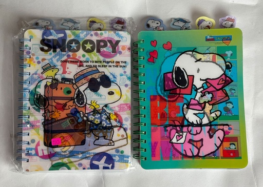 Libreta profesional, tamaño francesa y post it de snoopy.