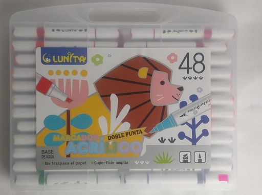 Marcadores Acrílicos Doble Punta 48 Colores Lunita Multicolor