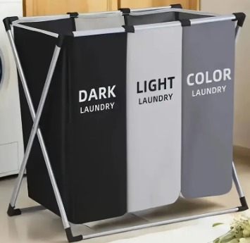 Cesta De Ropa Sucia 3 Compartimentos Plegable Multifunción