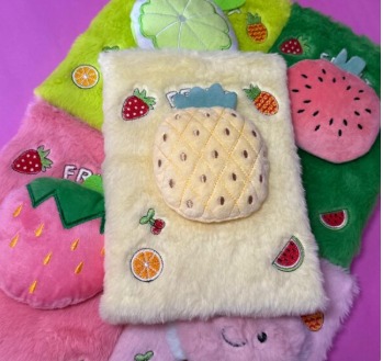 Libreta Peluda con Frutitas Kawaii 3D