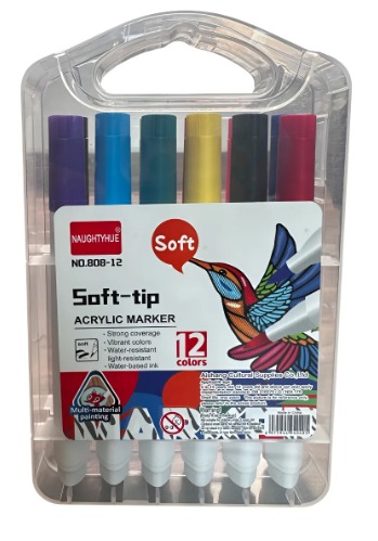 Marcadores Acrílicos 12 Colores Vibrantes Punta Pincel Multicolor